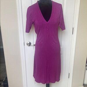 BCBGMaxAzria Magenta V-Neck Midi Dress